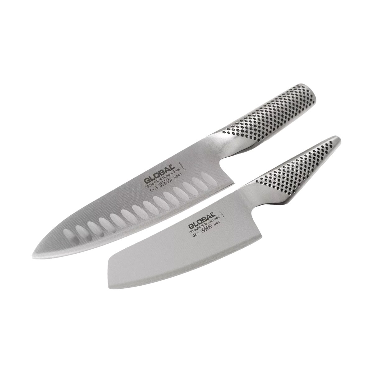 Global G-7805 knivset 2 delar Rostfritt stål | Skandinavisk Design | Knivset | Silverfärgad