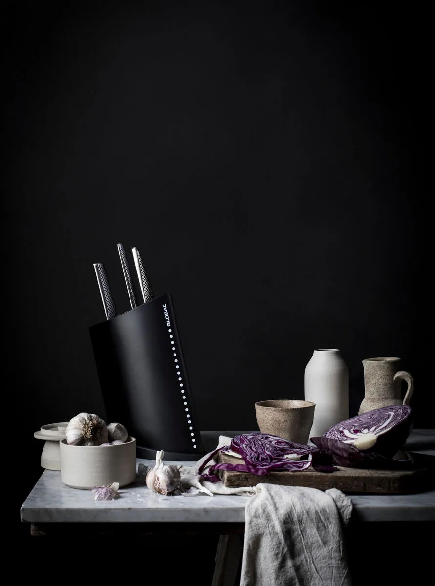 Global GKB-52 knivblock 9+1, Svart Global