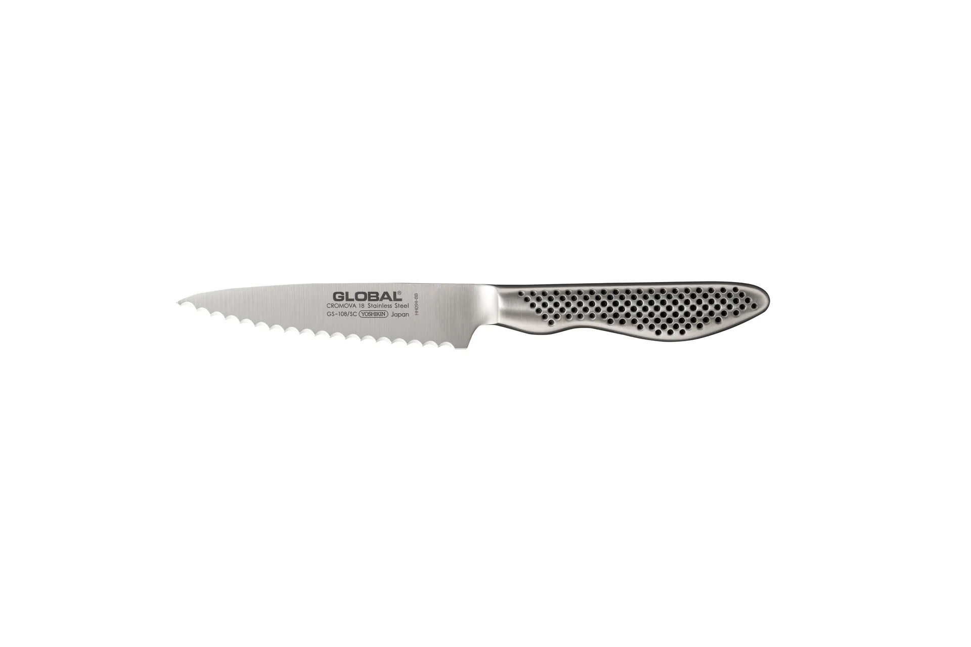 Global GS-108/SC allkniv 11,5 cm tandad, Rostfritt stål Global