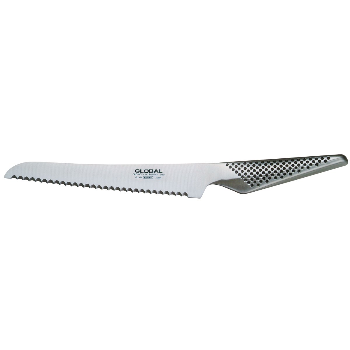 Global GS-61R brödkniv 16 cm tandad rostfritt stål | Skandinavisk Design | Brödknivar | Silverfärgad