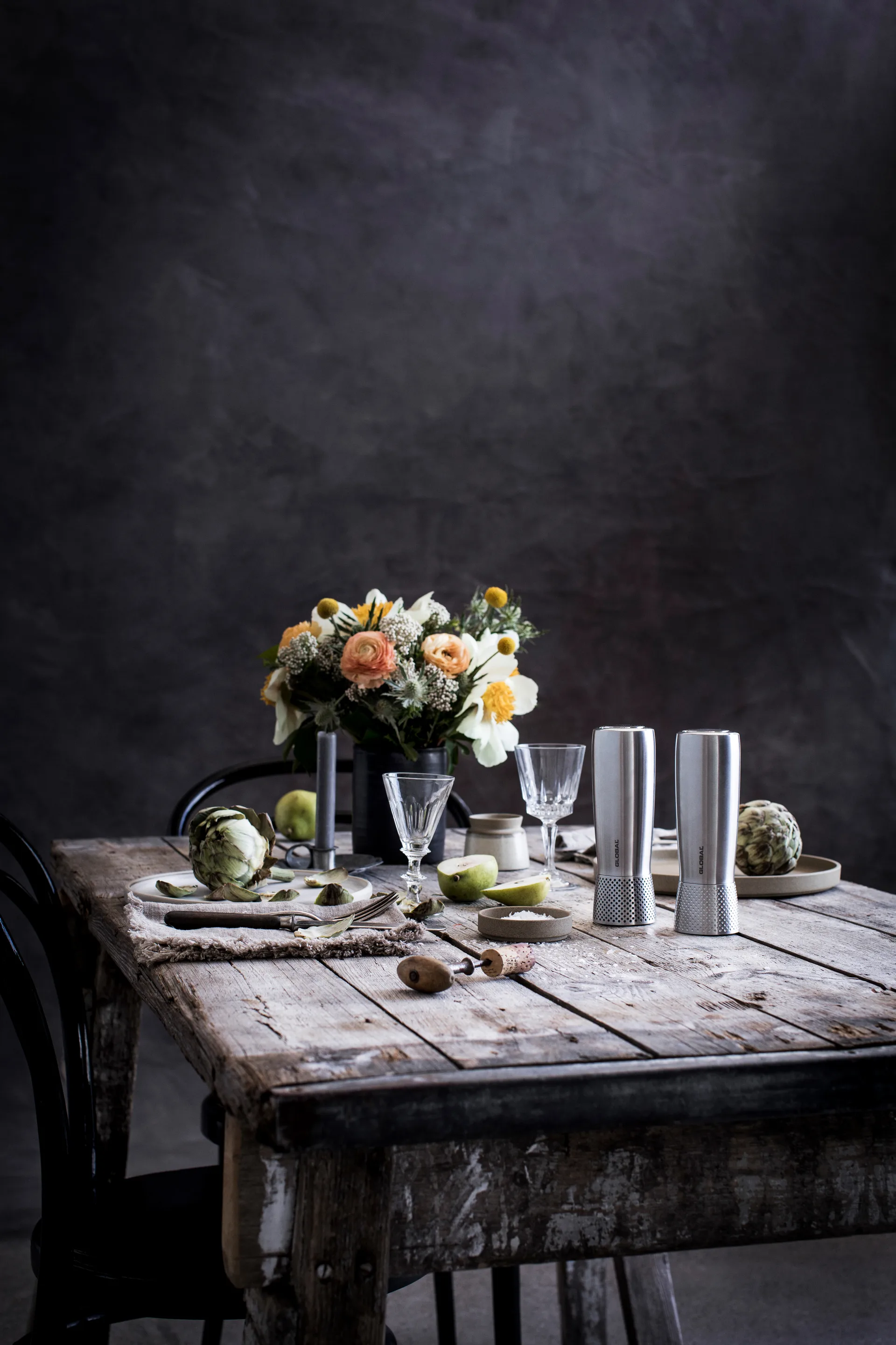 Global salt- och pepparkvarn set 18 cm, Rostfritt stål Global