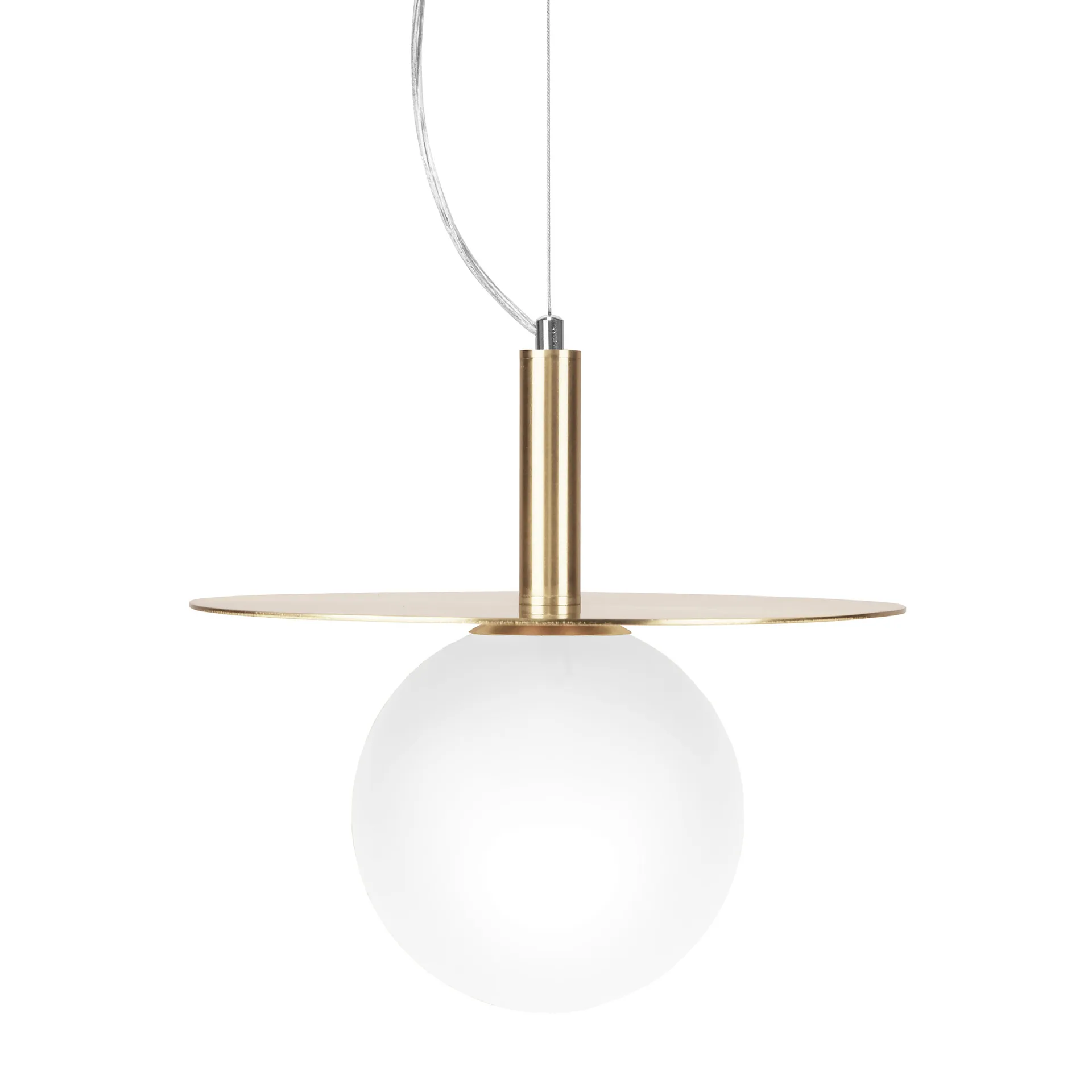 Art Deco taklampa, Mässing-opalglas Globen Lighting