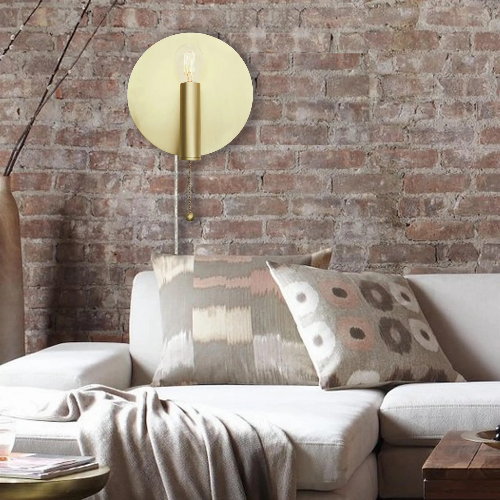 Art Deco vägglampa, borstad mässing Globen Lighting