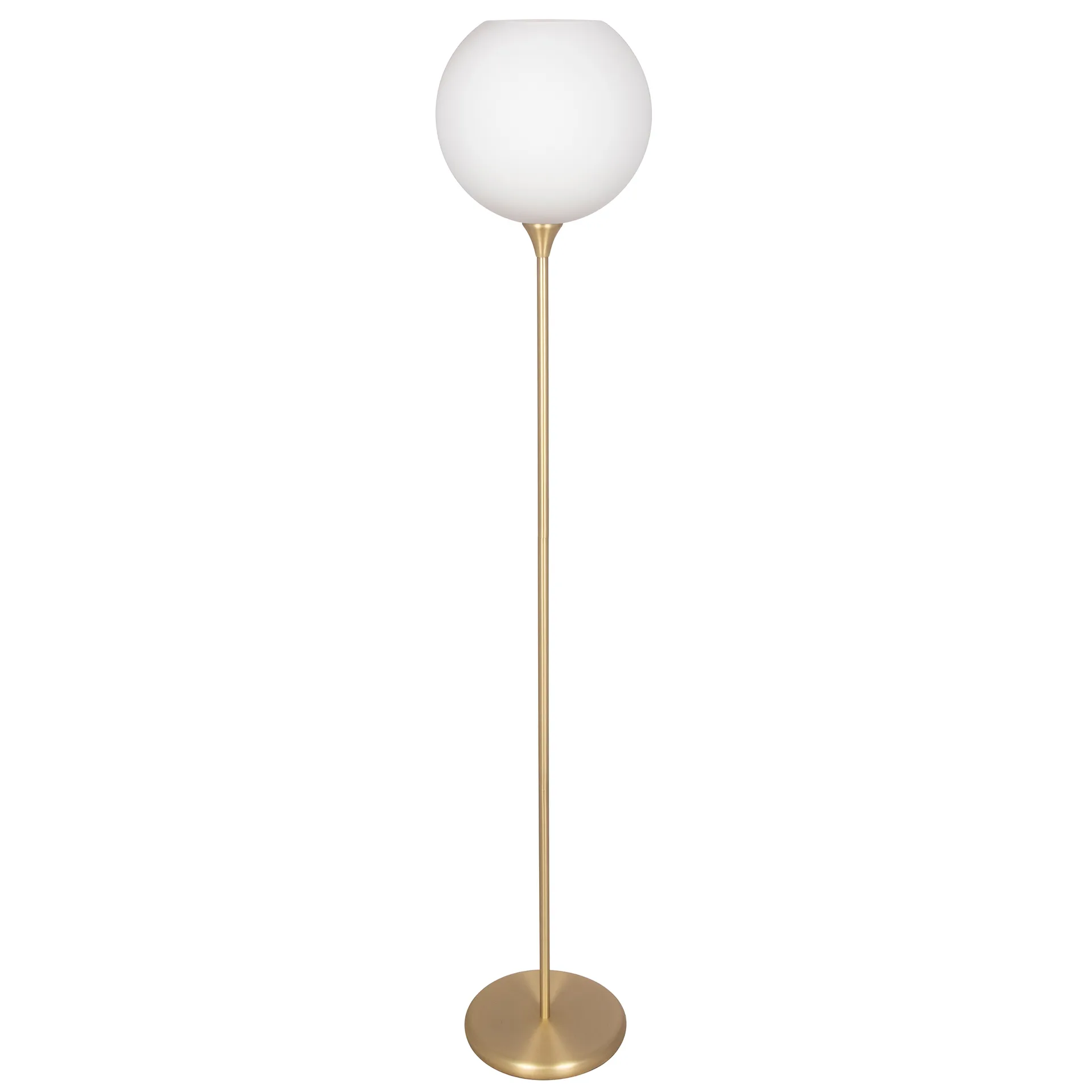 Bowl golvlampa opalglas, Borstad mässing Globen Lighting