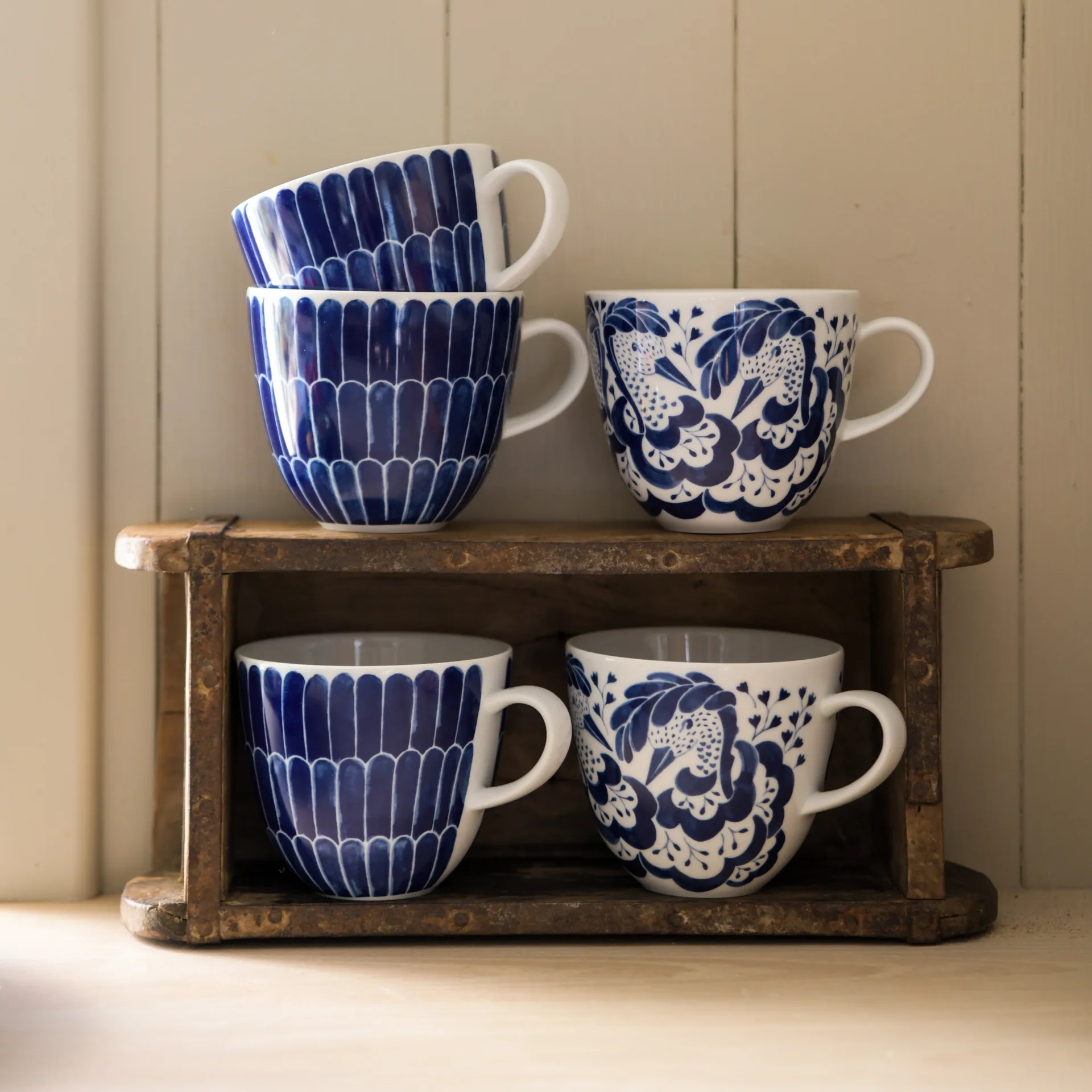 Selma jubileum mugg 41 cl, Blå Götefors Porslin