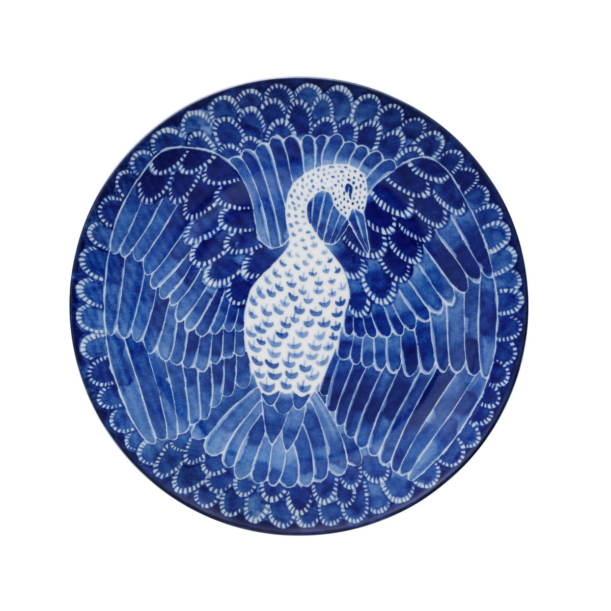 Götefors Porslin Selma tallrik bird 21 cm 21 cm | Skandinavisk Design | Assietter | Blå