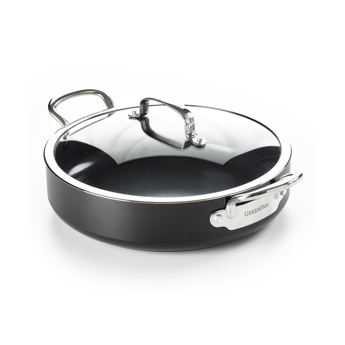 GreenPan Barcelona traktörpanna med lock 30 cm | Skandinavisk Design | Traktörpannor & Sauteuser | Svart