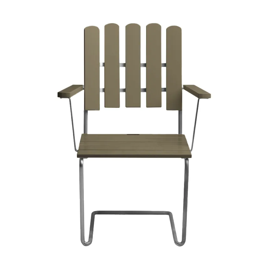 A2 fåtölj, Ljusgrön ek-varmförzinkat stativ Grythyttan Stålmöbler