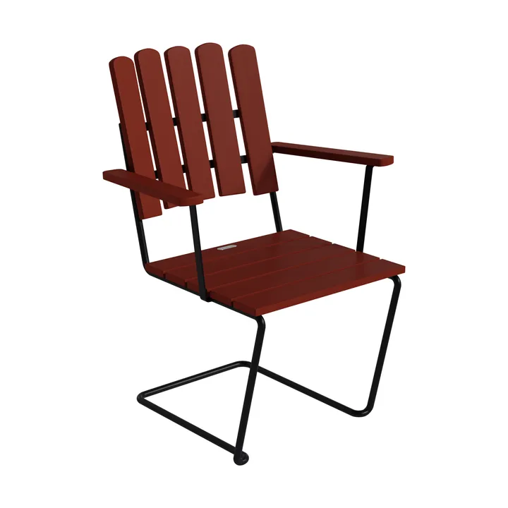 A2 fåtölj - Mörkröd lackerad ek-svart stålstativ - Grythyttan Stålmöbler