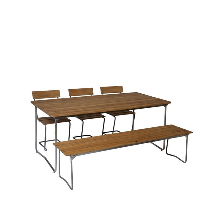 B31 matbord, 170x92 cm, Teak-varmförzinkat stativ Grythyttan Stålmöbler