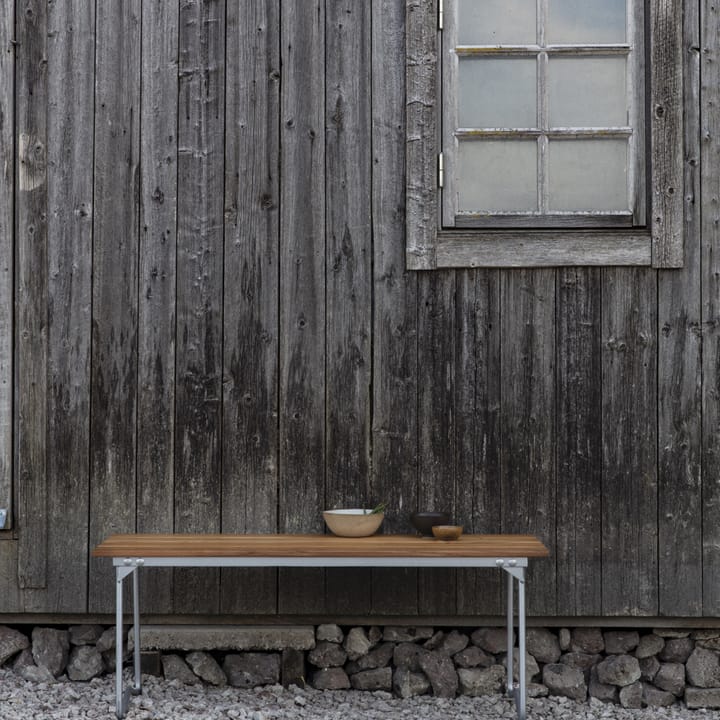 Bänk 8 bänk, Teak-varmförzinkat stålstativ Grythyttan Stålmöbler