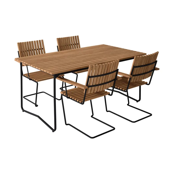Bovik bord + 4 stolar, teak-black - Grythyttan Stålmöbler