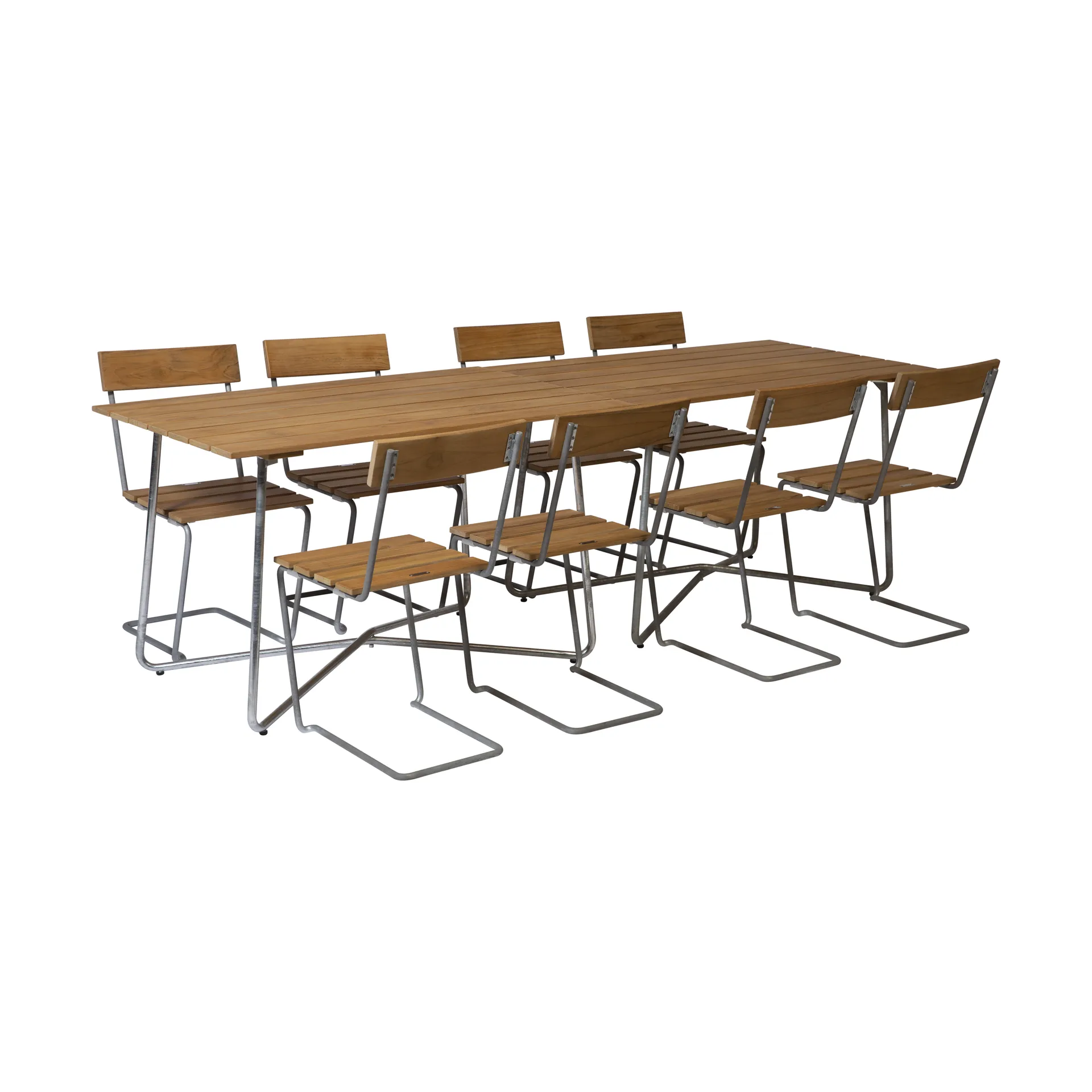 Grythyttan matgrupp 2st B25A + 8st Stol 1 teak,  Grythyttan Stålmöbler