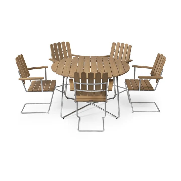 Grythyttan matgrupp ek 9A Ø120cm + 5st A2 - Grythyttan Stålmöbler