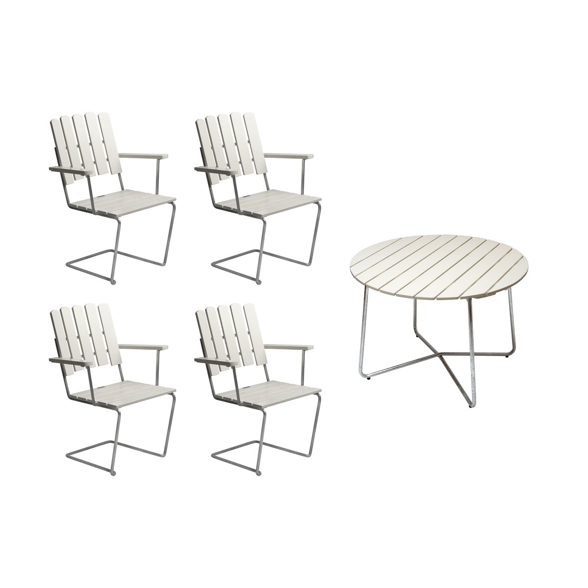 Grythyttan Stålmöbler Grythyttan matgrupp vit 9A 100cm + 4st A2