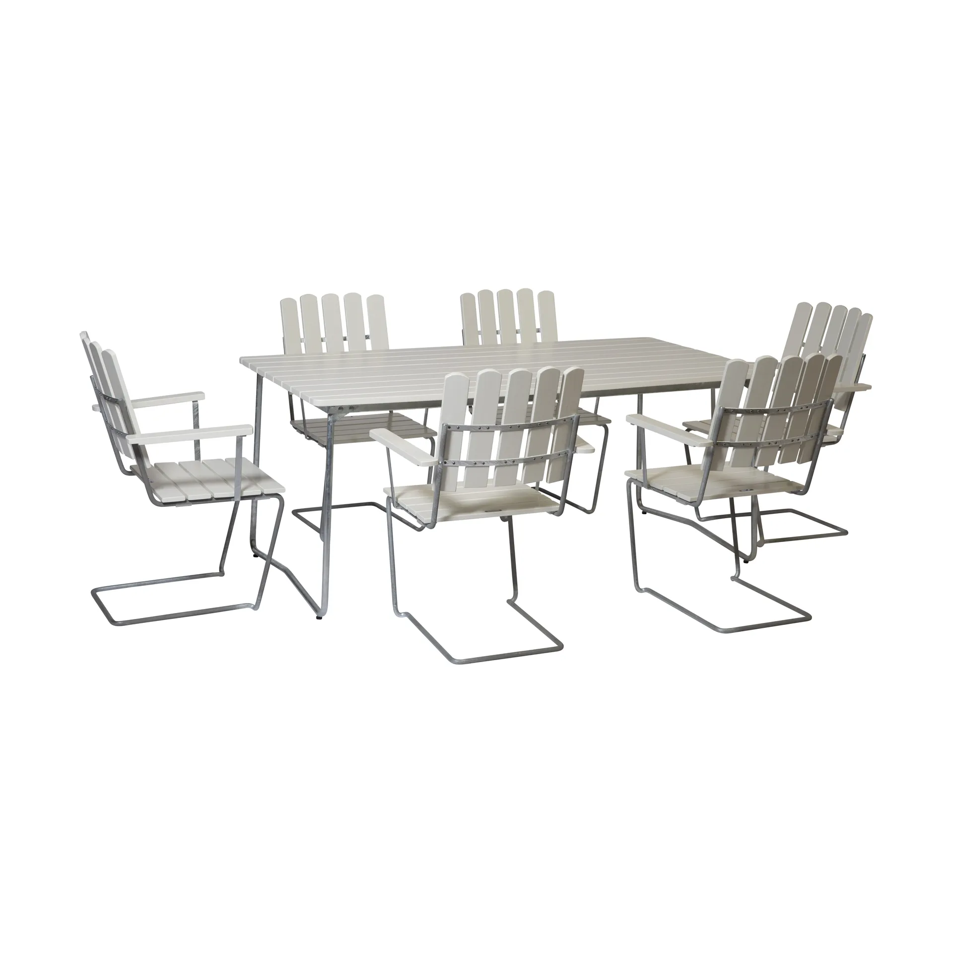 Grythyttan matgrupp vit B31 170 cm + 6st A2,  Grythyttan Stålmöbler