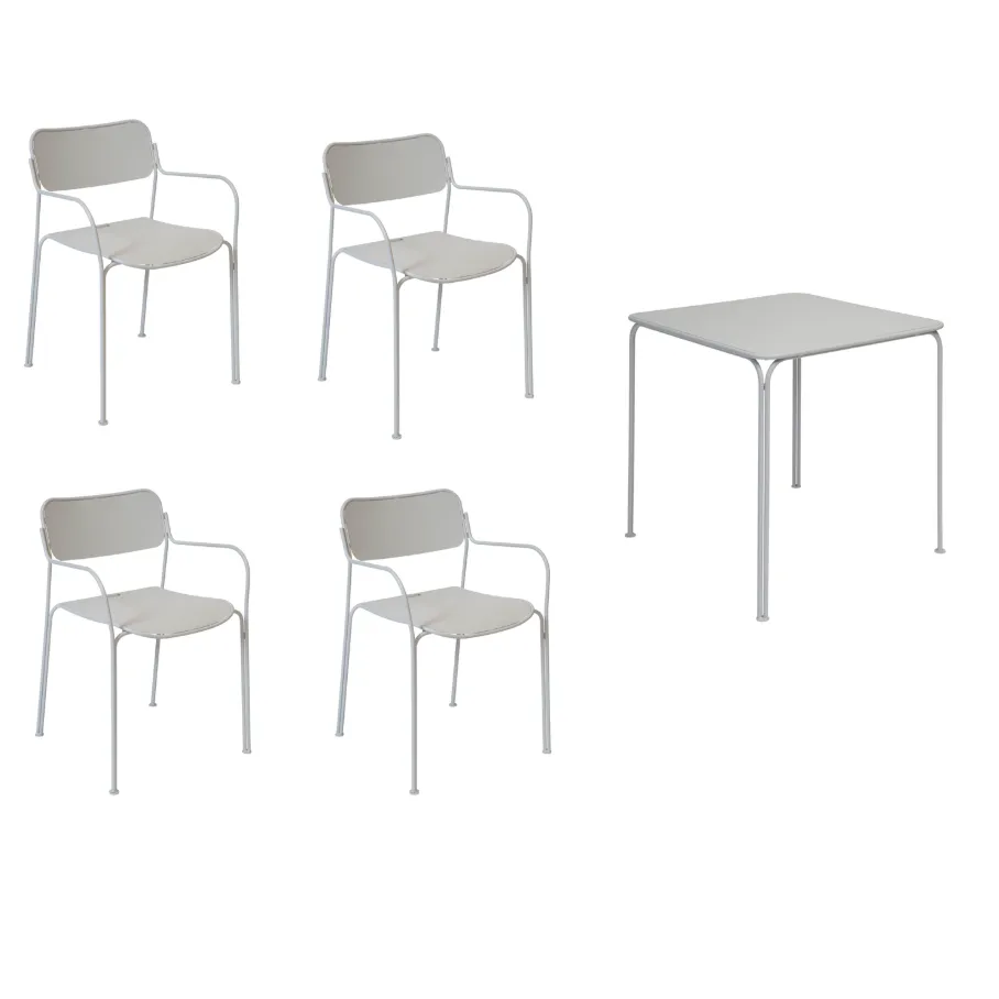 Libelle matgrupp grå, 70x70 cm,  Grythyttan Stålmöbler