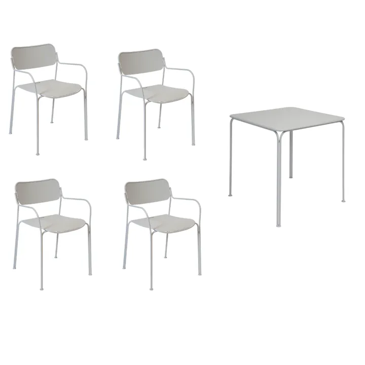 Libelle matgrupp grå, 70x70 cm - Grythyttan Stålmöbler