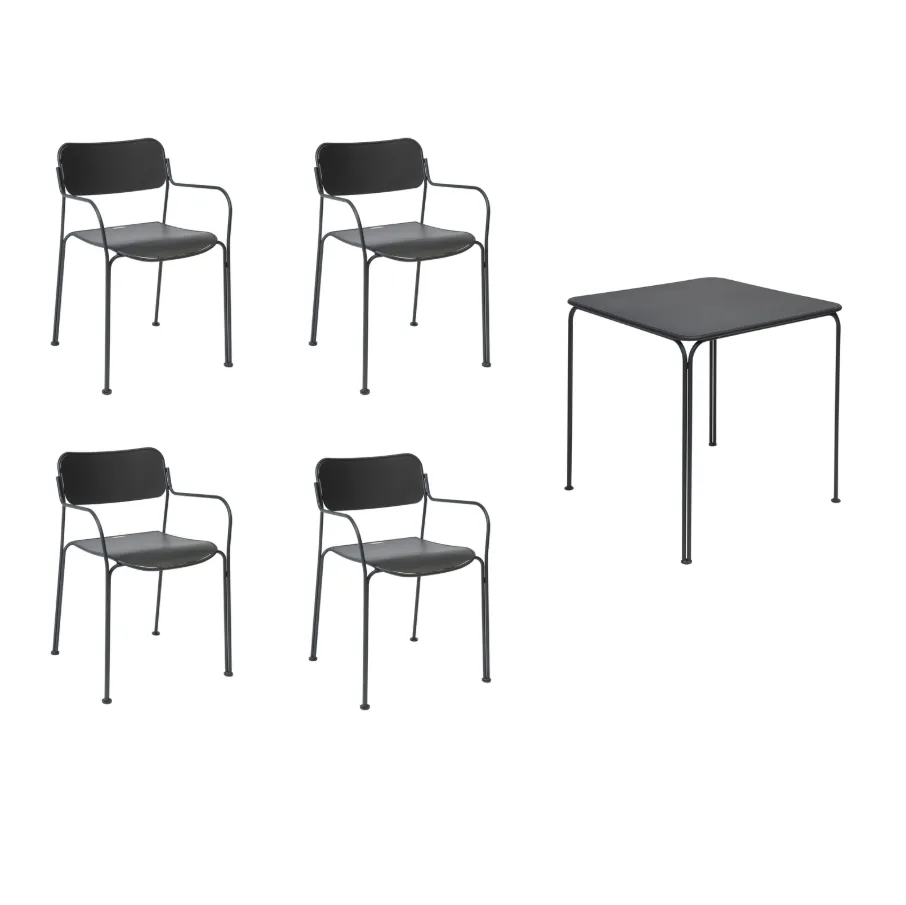 Libelle matgrupp grafitgrå, 70x70 cm Grythyttan Stålmöbler