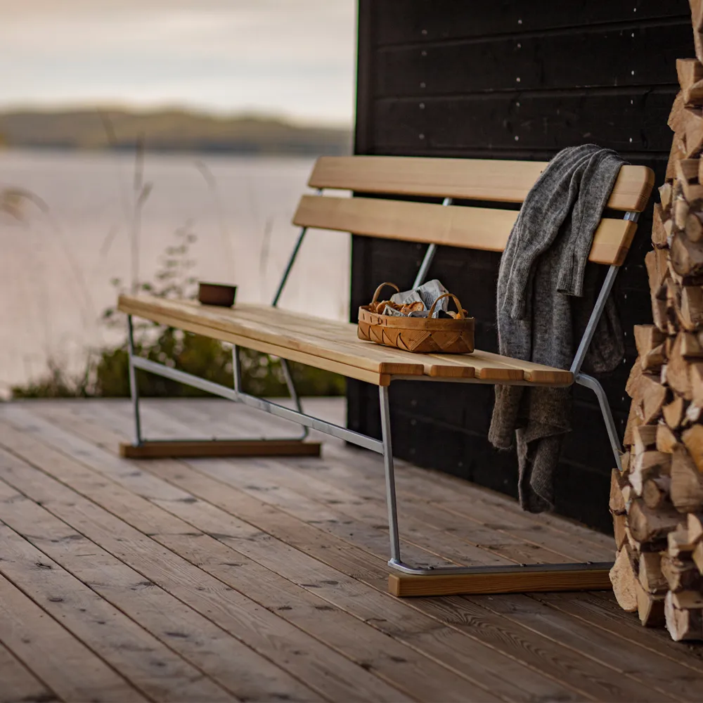 Soffa 5, Teak-varmförzinkat stativ Grythyttan Stålmöbler