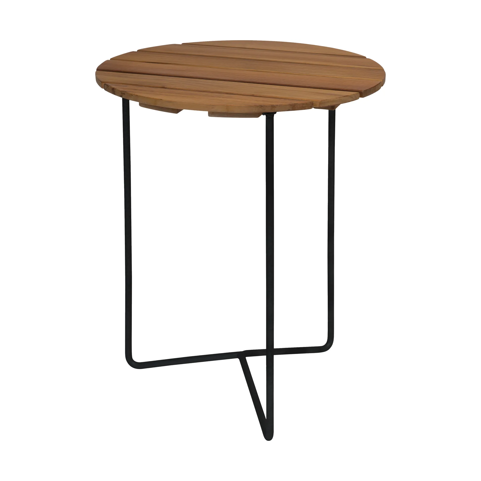Table 6B bord Ø60 cm, Obehandlad teak-svart Grythyttan Stålmöbler