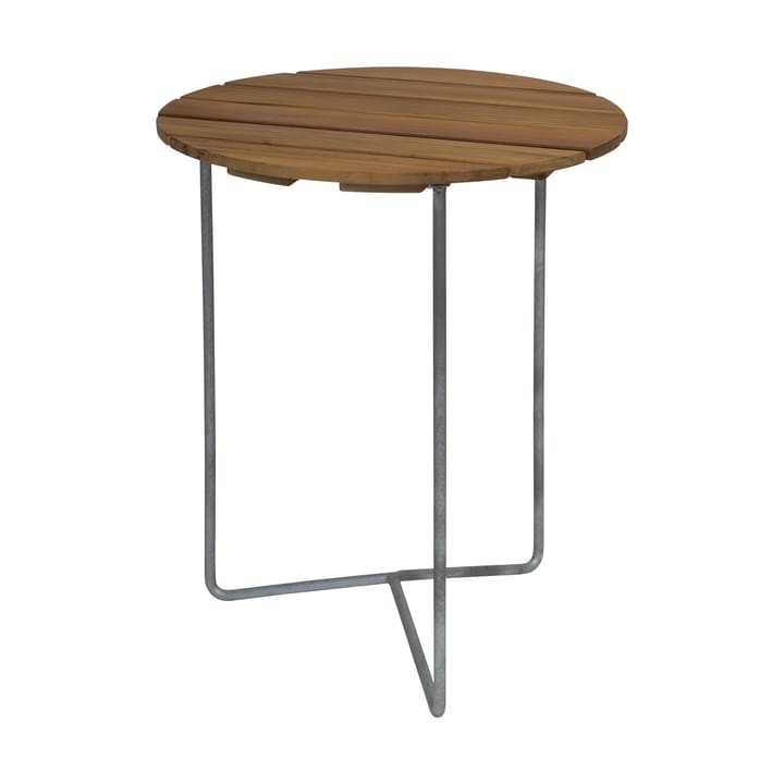 Table 6B bord Ø60 cm - Obehandlad teak- varmförzinkad stativ - Grythyttan Stålmöbler