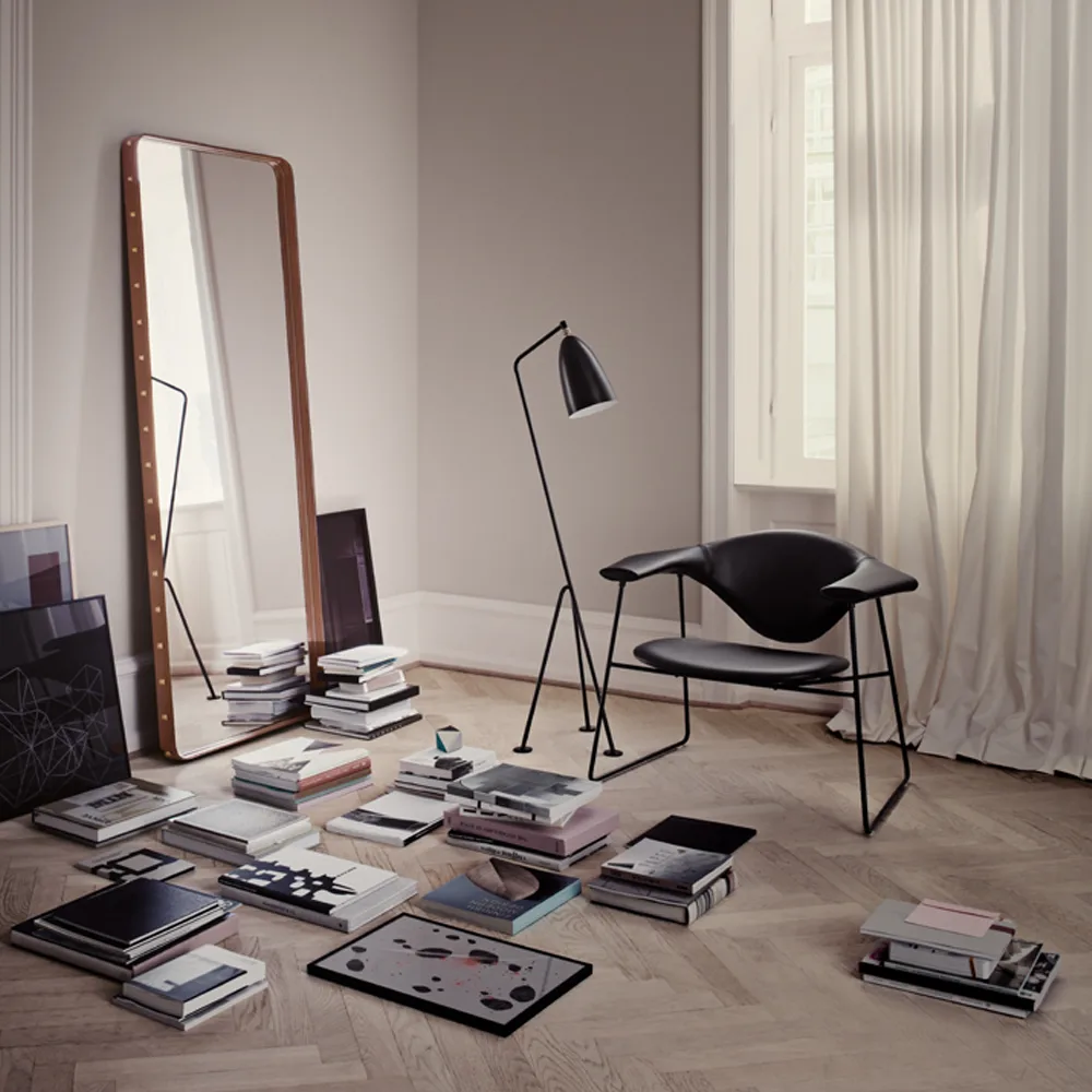 Adnet rektangulär spegel, black, large GUBI