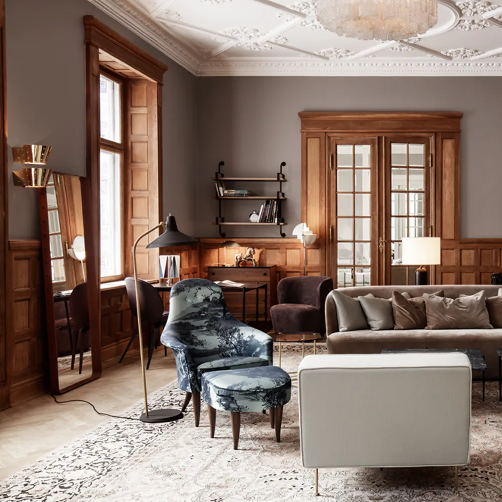 Adnet rektangulär spegel, black, large GUBI