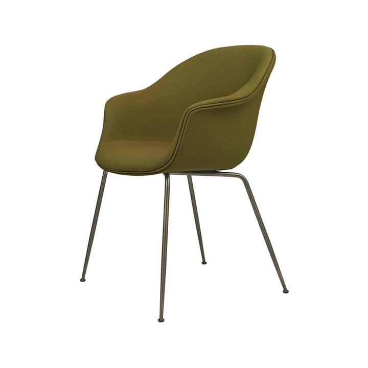 Bat Dining Chair fully upholstered conic base - Remix 412 grön-antik mässing - GUBI