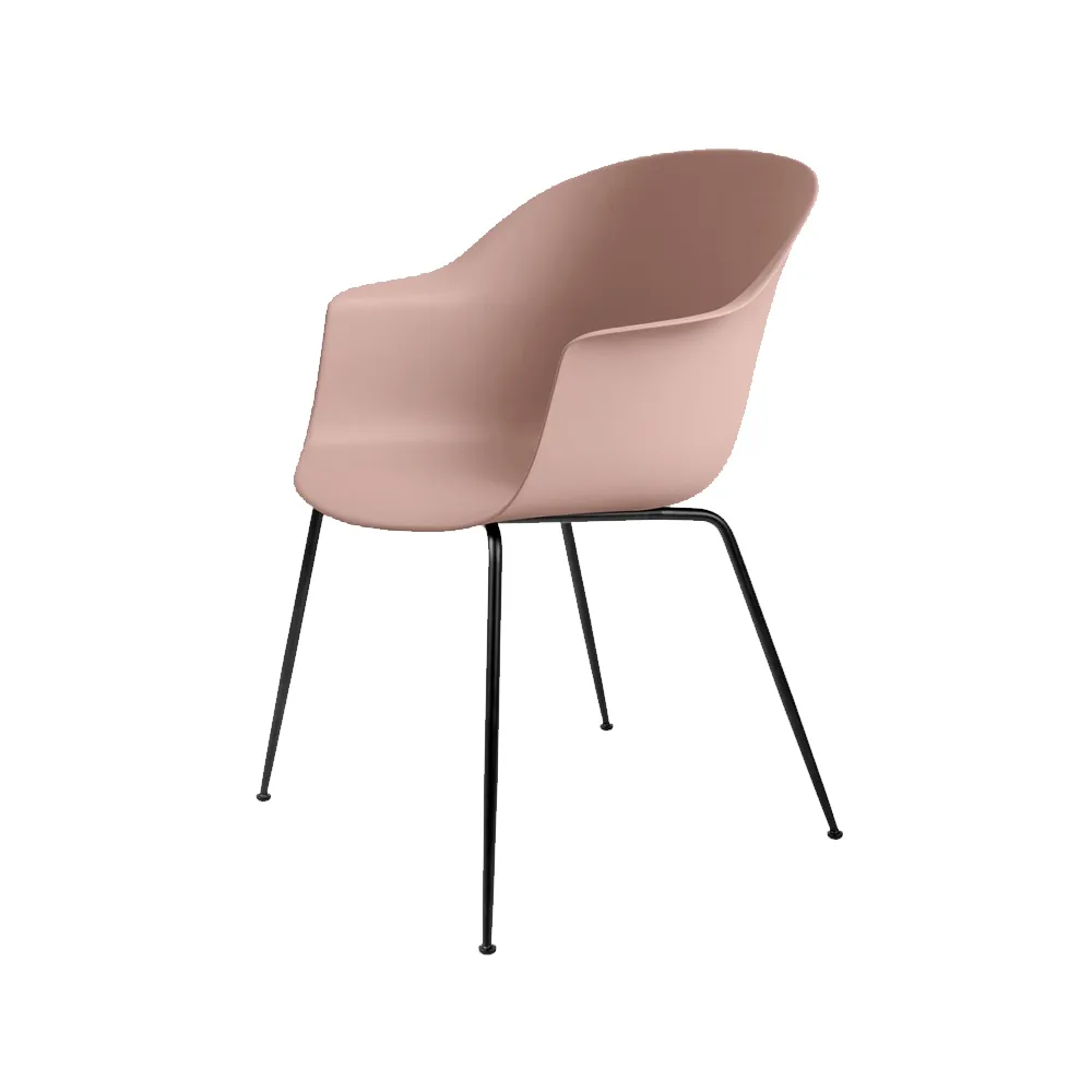 GUBI Bat stol sweet pink, svart stålstativ