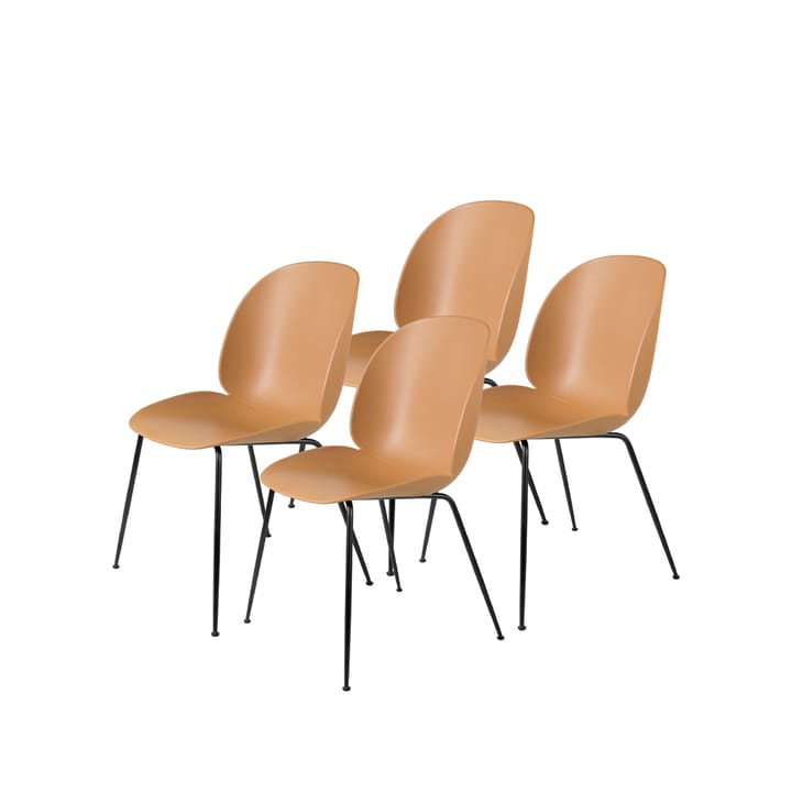 Beetle 4-pack Stol - amber brown, svart stålstativ - GUBI