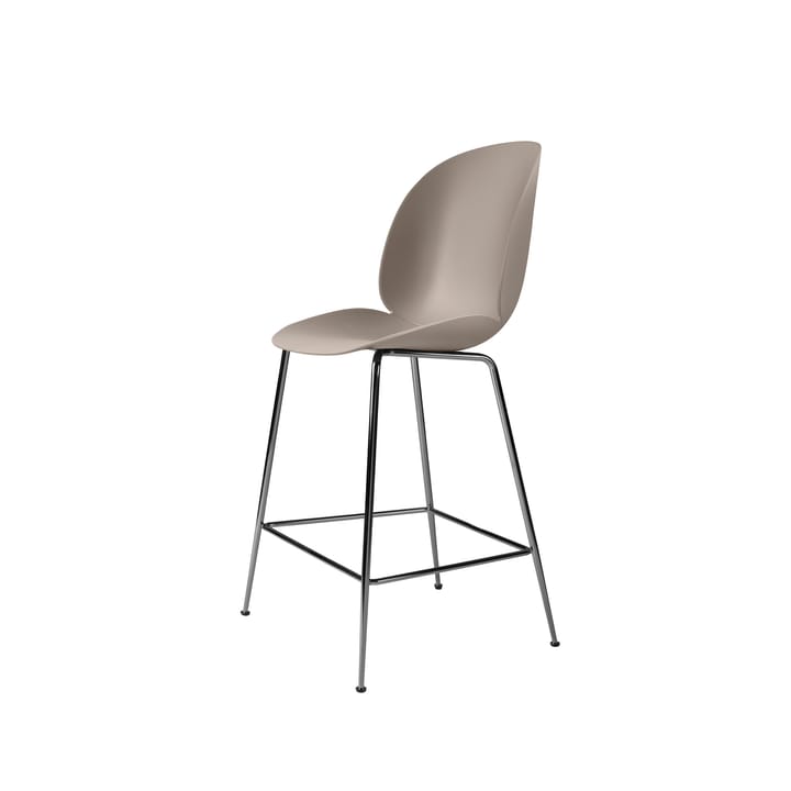 Beetle barstol låg - new beige, svartkromat stålstativ - GUBI