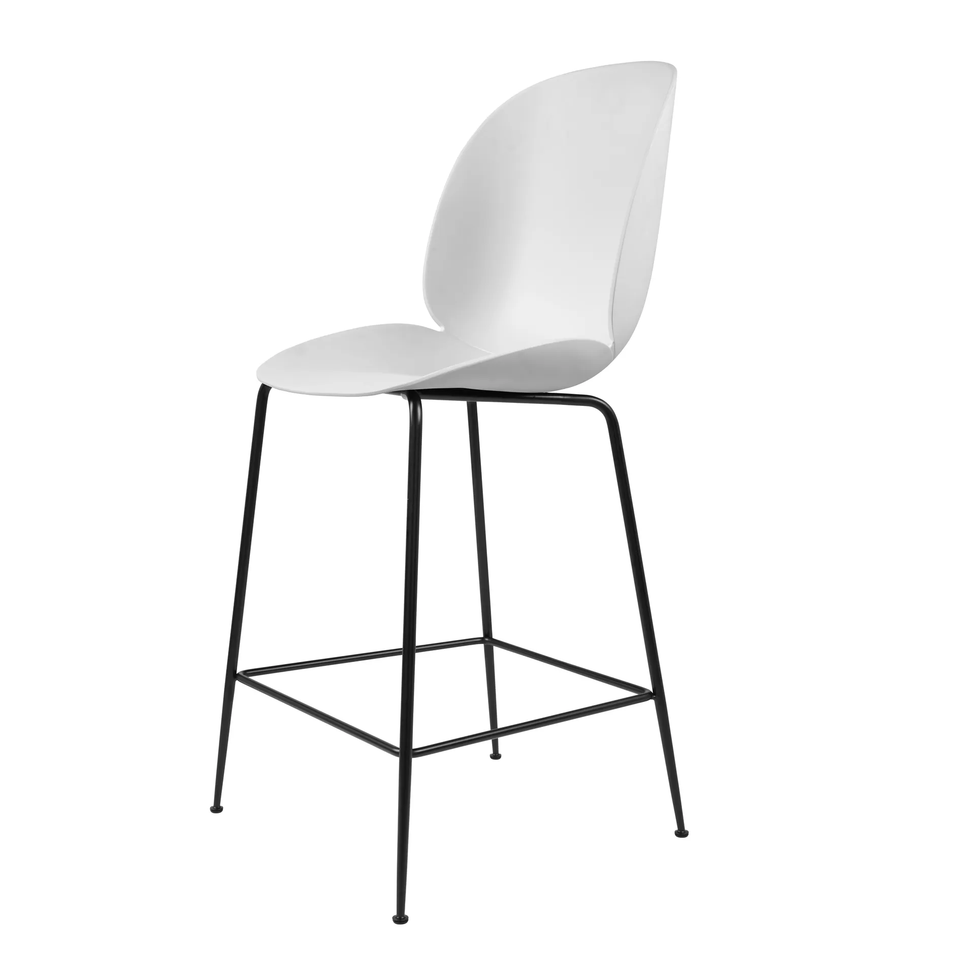 Beetle barstol plast svarta ben, vit GUBI