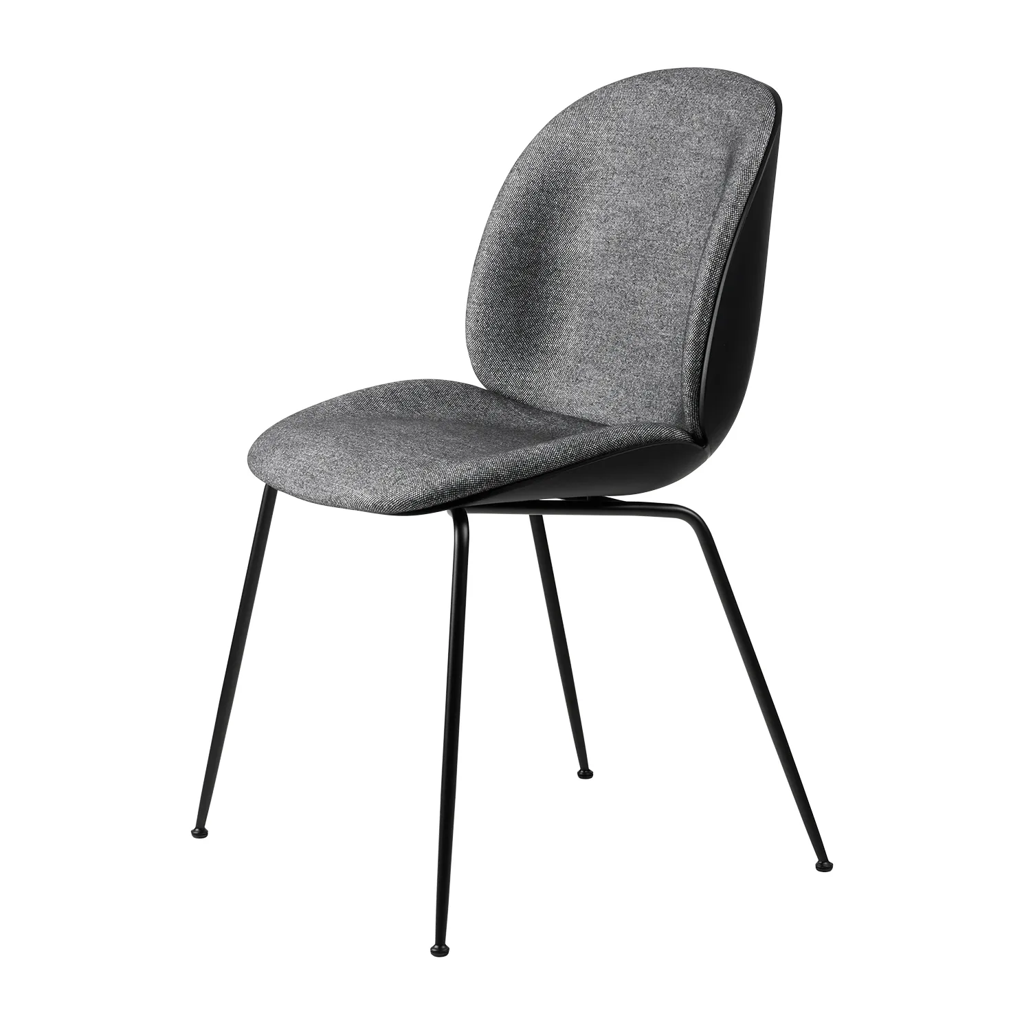 Beetle dining chair front upholstered conic base, Plain 0023-black GUBI