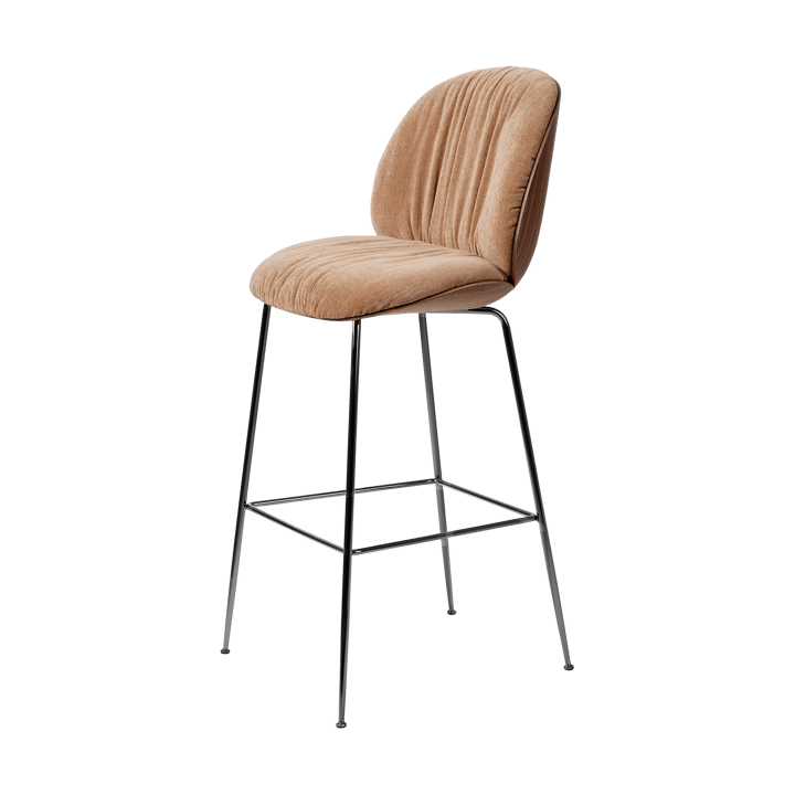 Beetle Soft barstol 75 cm framsidesklädd - Belsuede Dedar 132-lackerad valnöt-svart krom - GUBI