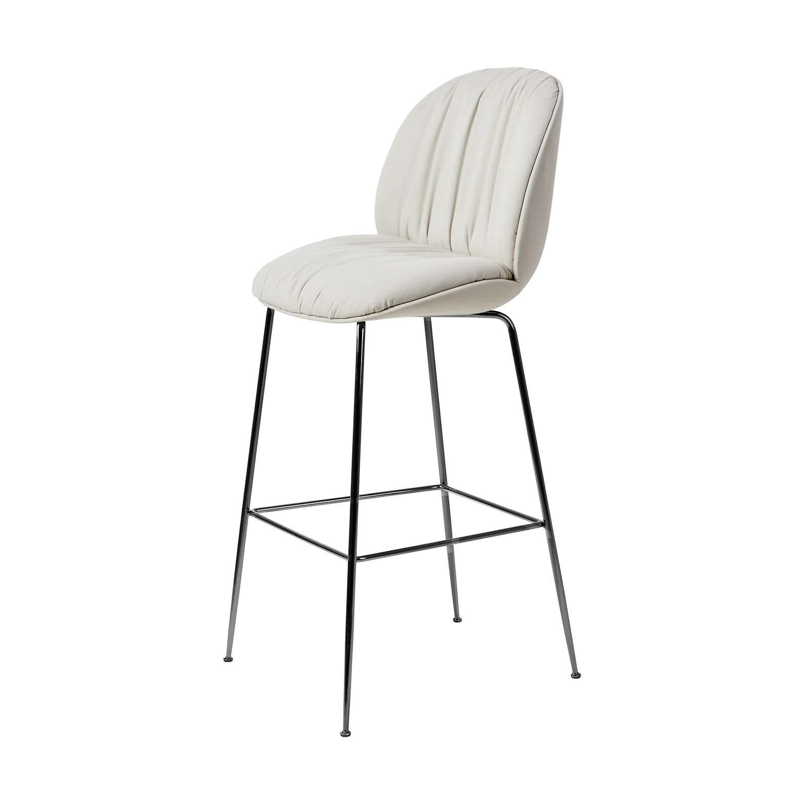 Beetle Soft barstol 75 cm helklädd, Reales Gubi 001-svart krom GUBI