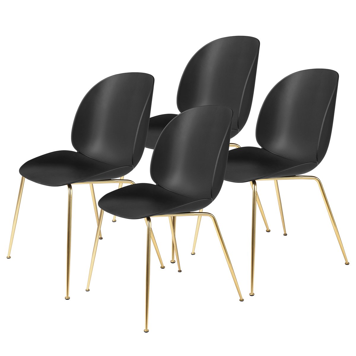 GUBI Beetle stol mässingsben 4-pack Black | Skandinavisk Design | Stolar | Svart