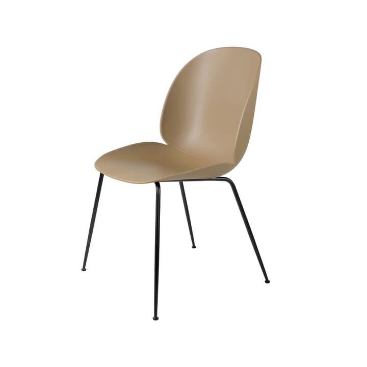 Beetle stol, pebble brown, svart stålstativ GUBI