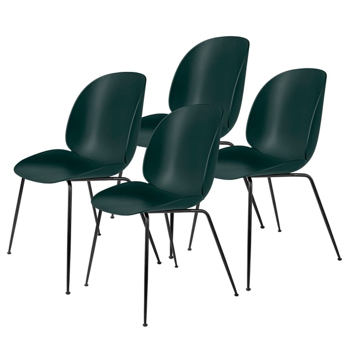 Beetle stol svarta ben 4-pack - Dark Green - GUBI