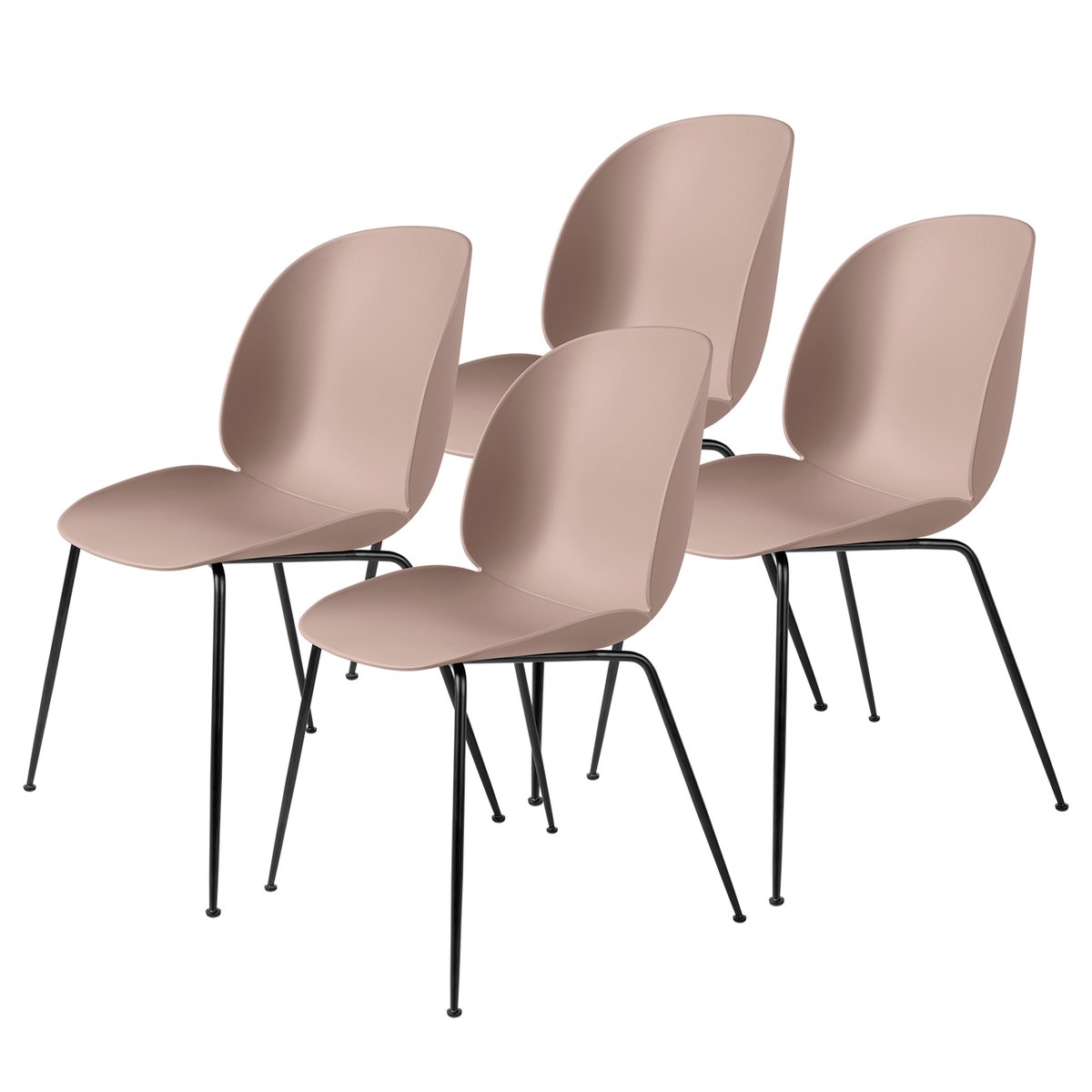 GUBI Beetle stol svarta ben 4-pack Sweet Pink | Skandinavisk Design | Stolar | Rosa