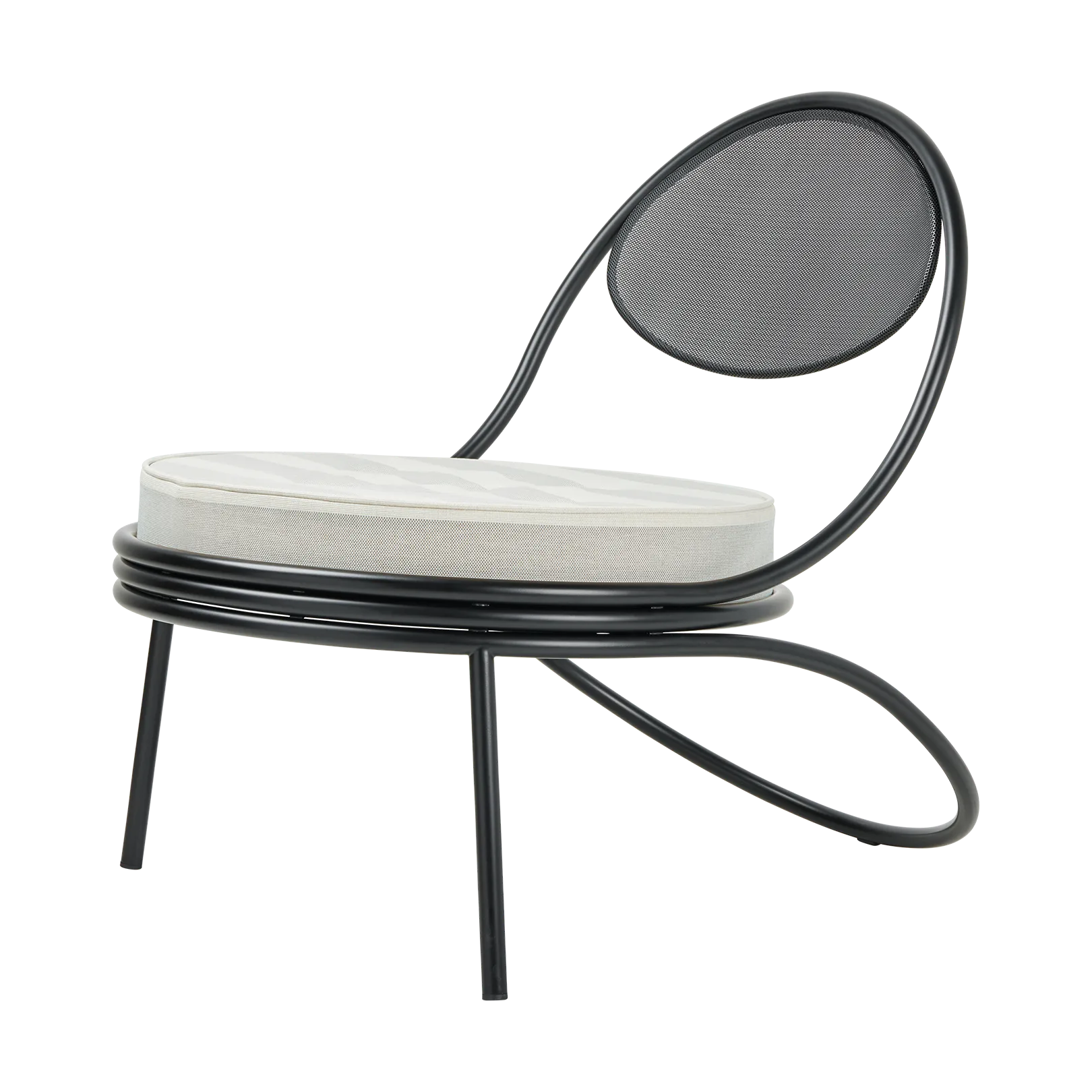 Copacabana Outdoor Lounge Chair klädd sits, Leslie stripe limonta 020-svarta ben GUBI