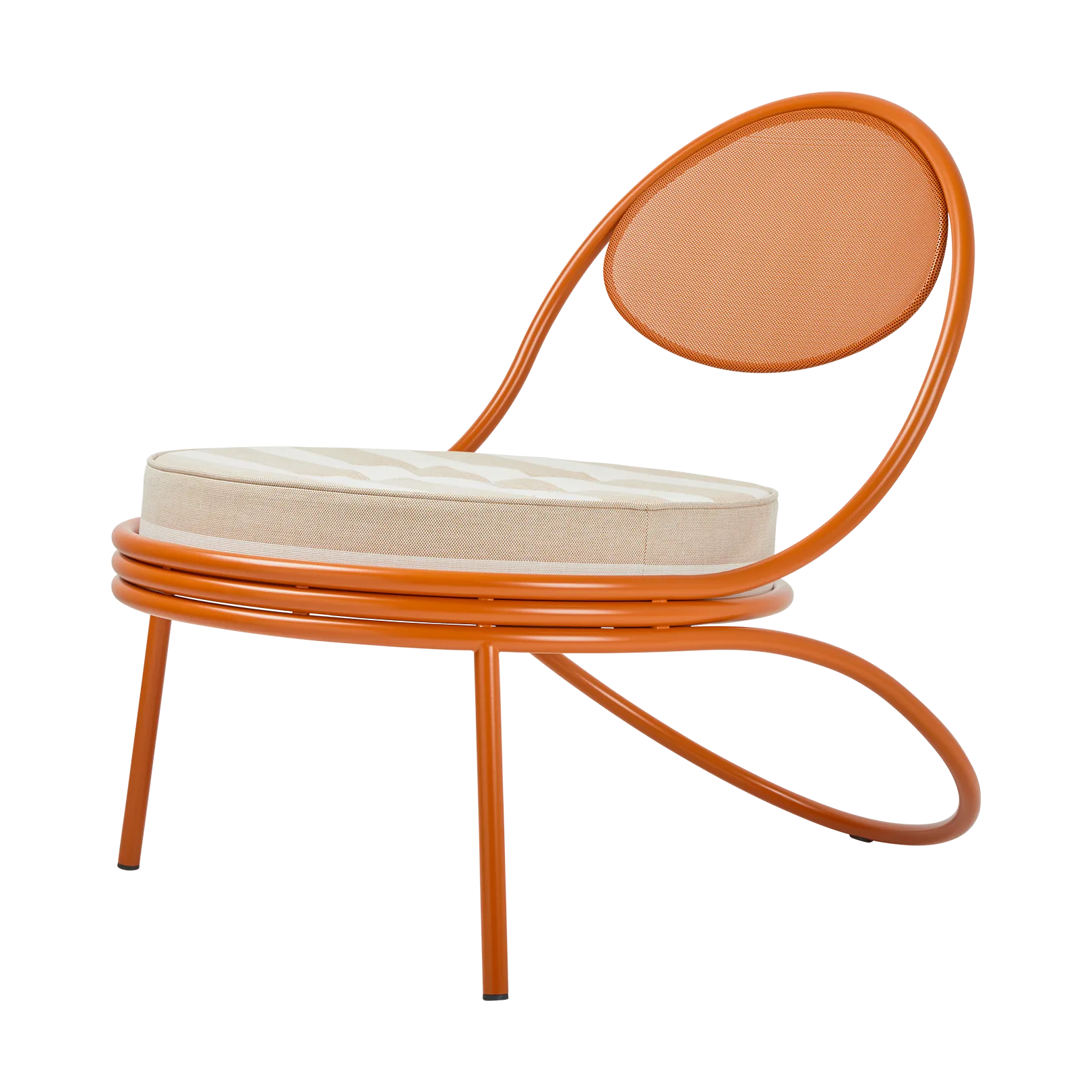Copacabana Outdoor Lounge Chair klädd sits, Leslie stripe limonta 040-international orange GUBI