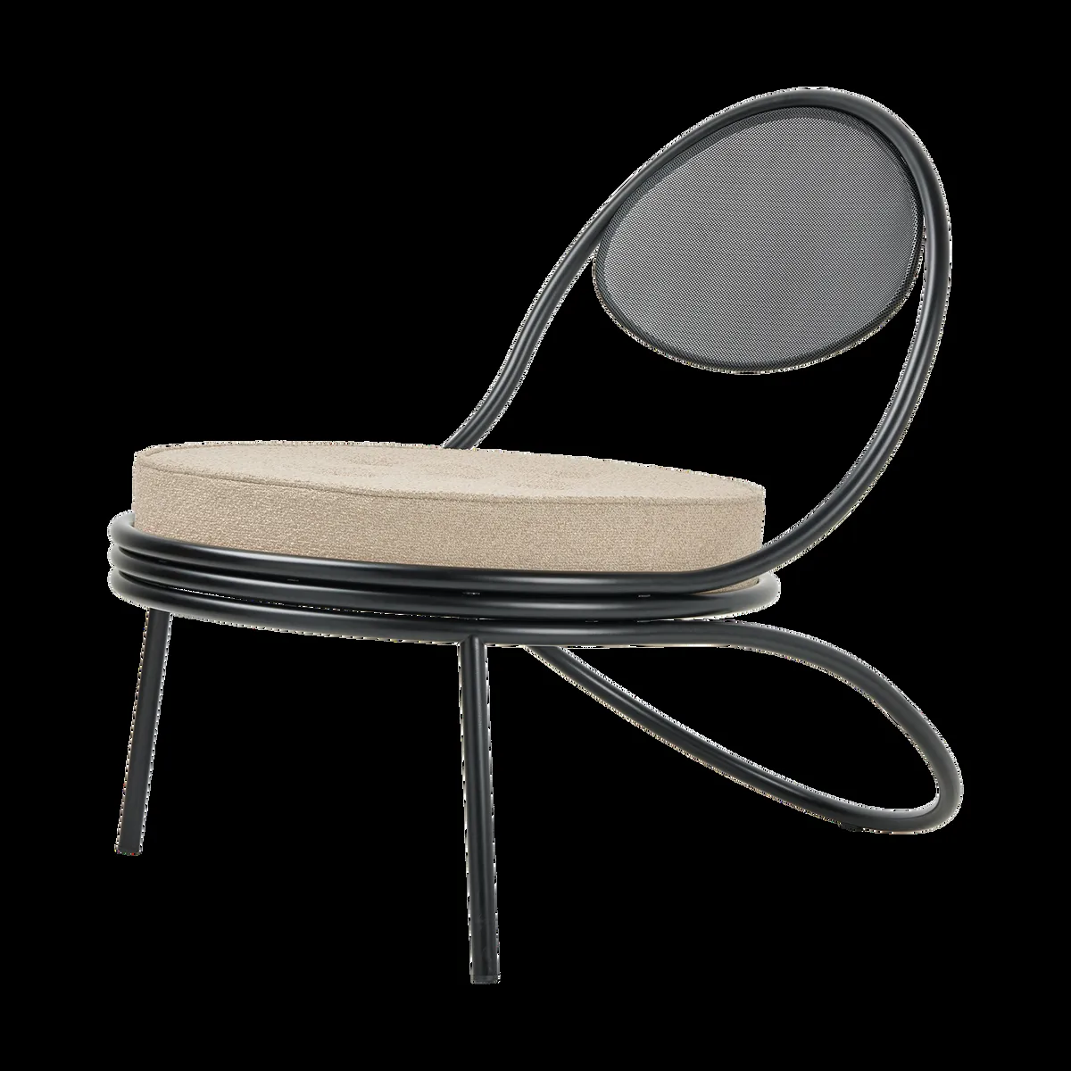 GUBI Copacabana Outdoor Lounge Chair klädd sits Lorkey limonta 41-svarta ben