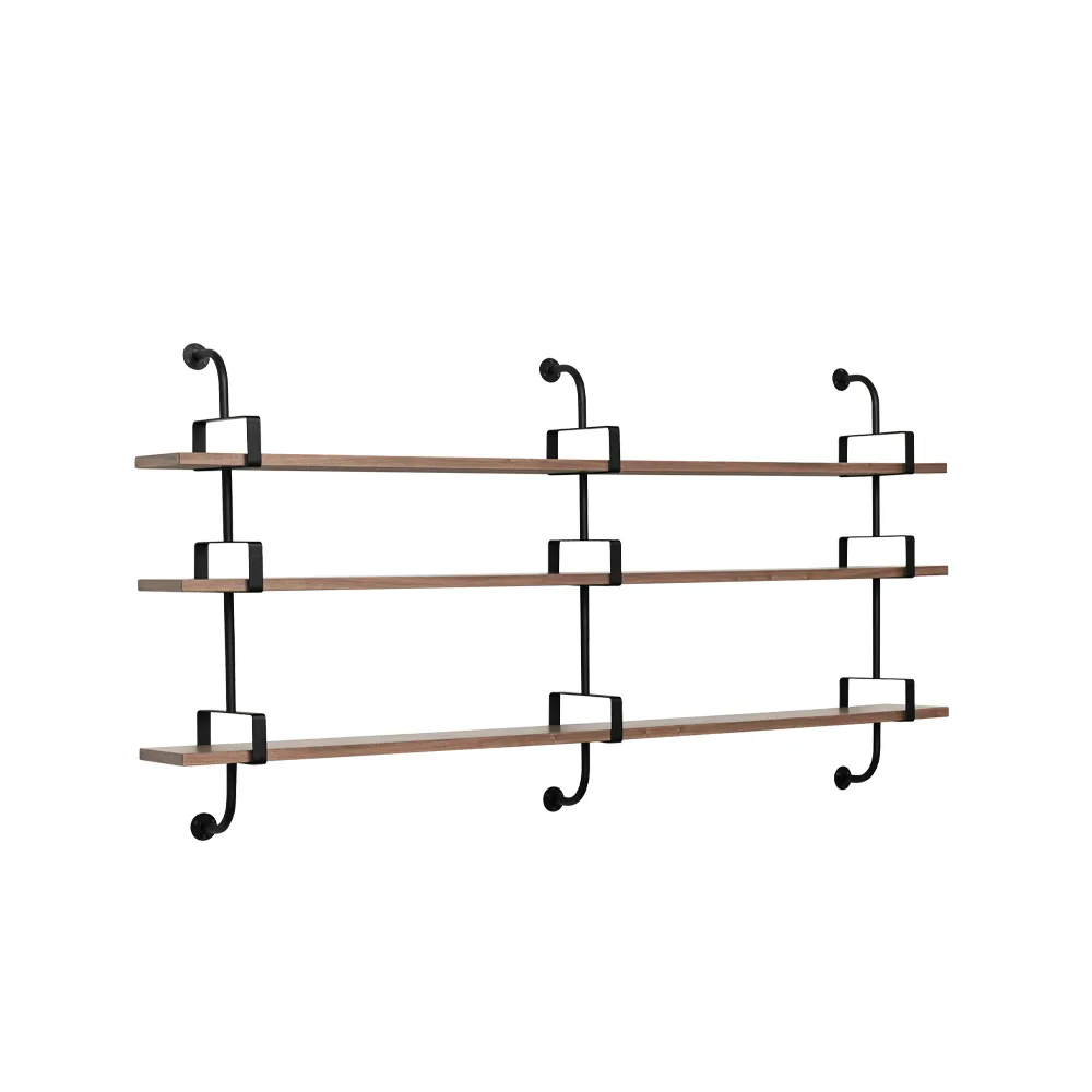 Demon vägghylla 3 plan, walnut, 215 cm GUBI