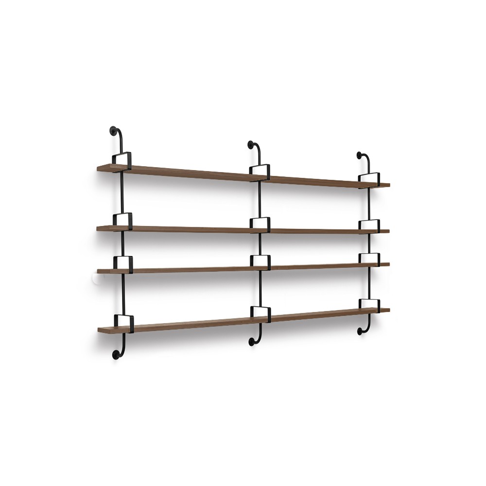 GUBI Demon vägghylla 4 plan walnut, 215 cm | Skandinavisk Design | Hyllor & Hyllsystem | Brun