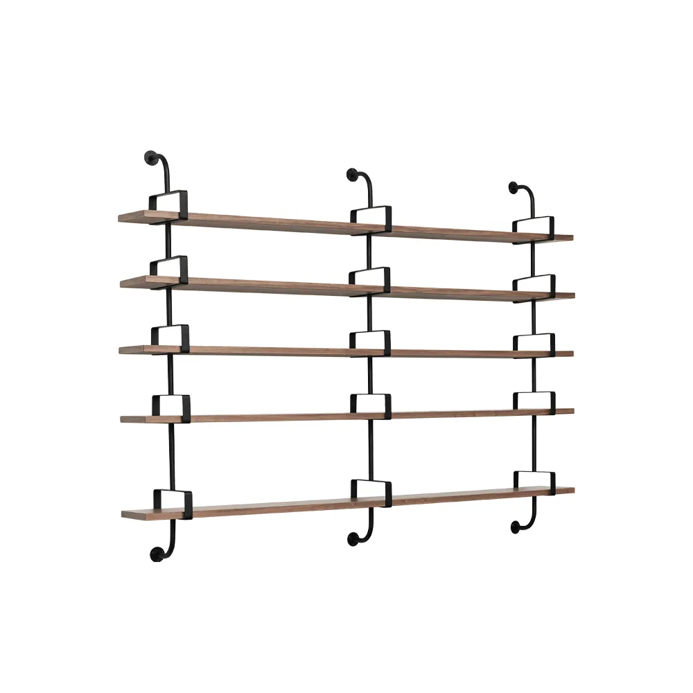 Demon vägghylla 5 plan, walnut, 215 cm GUBI