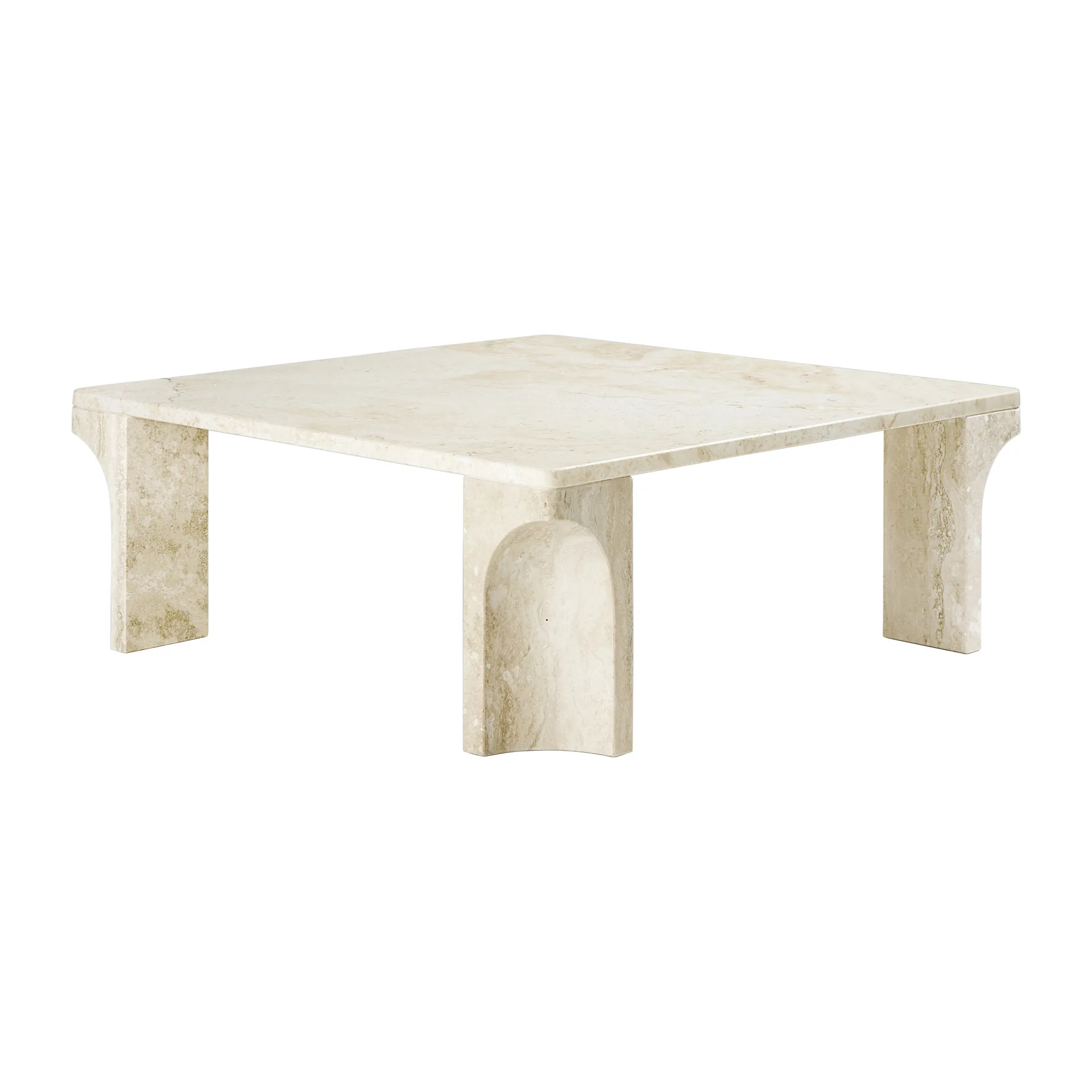 Doric soffbord 80x80 cm, Neutral white-travertine GUBI