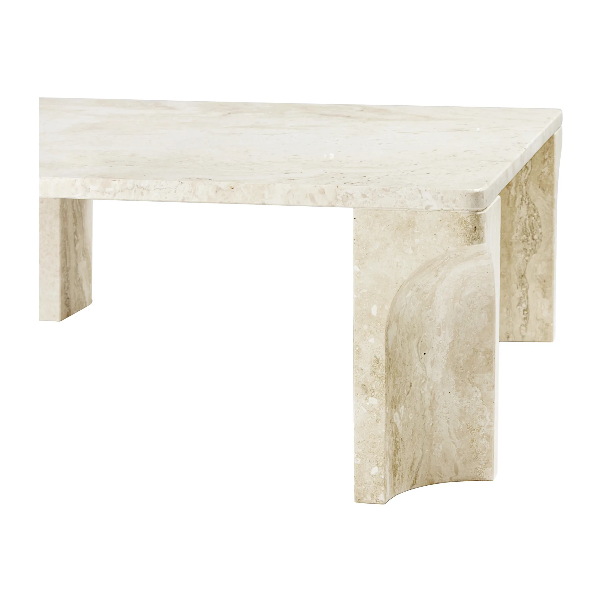 Doric soffbord 80x80 cm, Neutral white-travertine GUBI