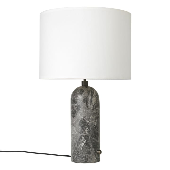 Gravity L bordslampa - grey marble + vit skärm - GUBI