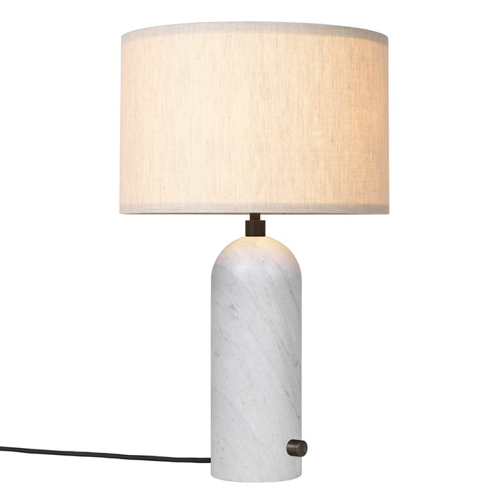 Gravity S bordslampa - Vit marmor-canvas - GUBI